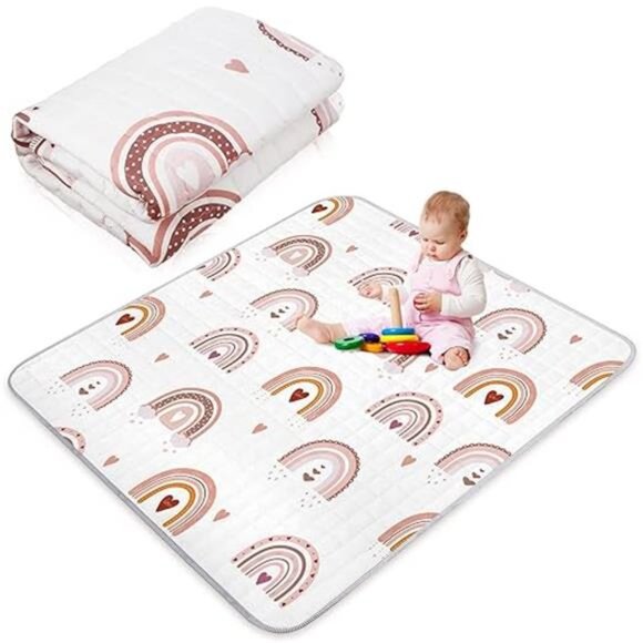 43 x 43 Inch Boho Baby Play Mat Portable Crawling Washable Foldable - Picture 7 of 7